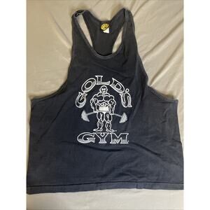 Vintage 80’s Gold's Gym Muscle Tank Top Large Black Fade To Silver Logo Rare